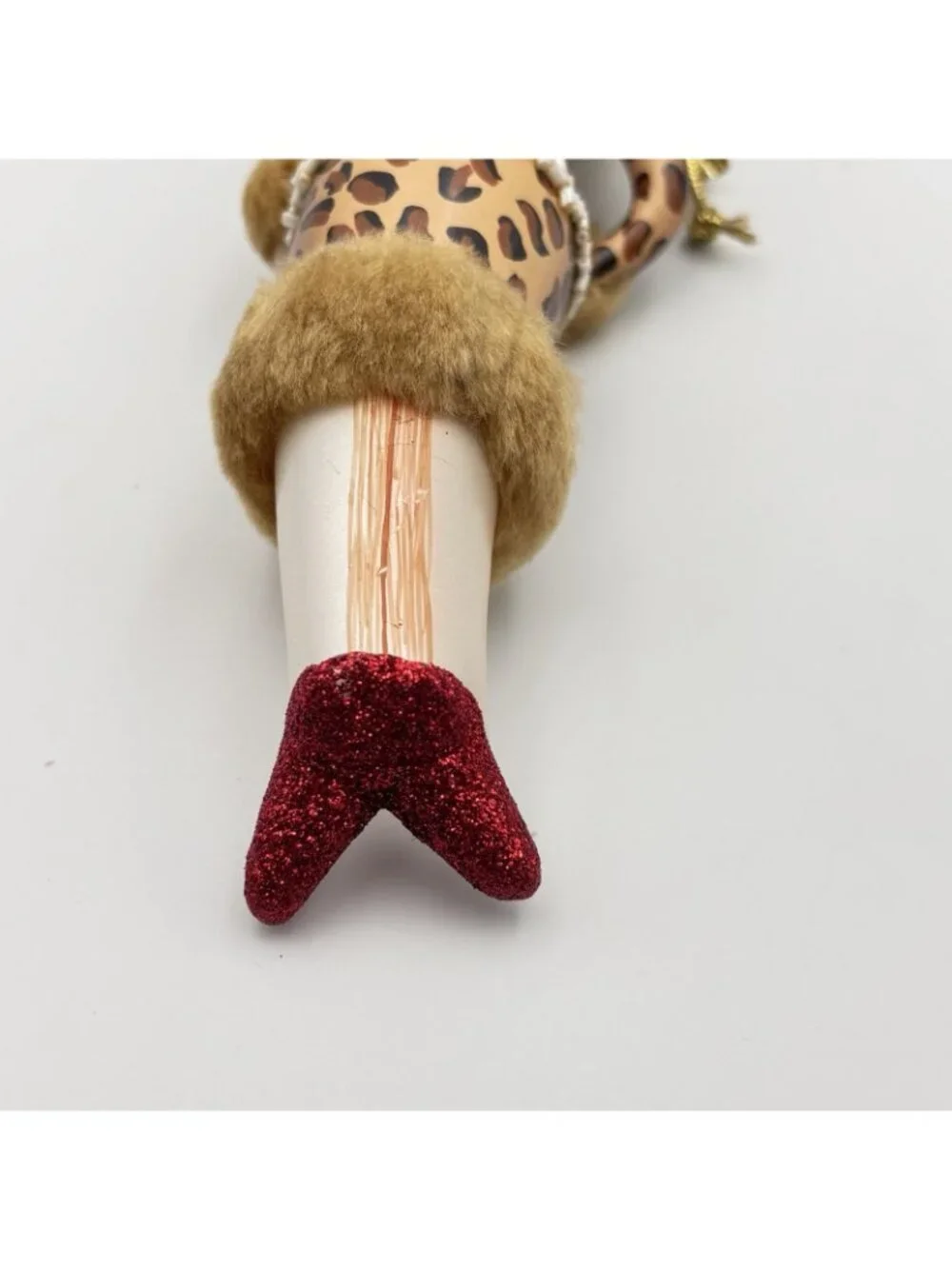 Ladies With Elegance Fashionista Glass Ornament Leopard Dress Hat Fox Stole 7”